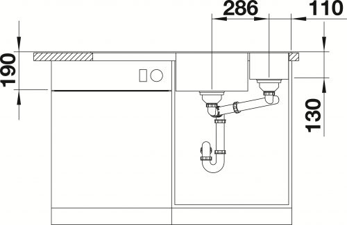 BLANCO Axia III 6 S GSB (Glasschneidbrett) Silgranit PuraDurII Granitsple / Einbausple Ablaufsystem InFino mit Drehknopfventil