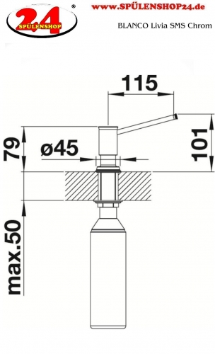 BLANCO Seifenspender Livia Chrom Splmittelspender / Dispenser bequeme Druckbettigung von oben