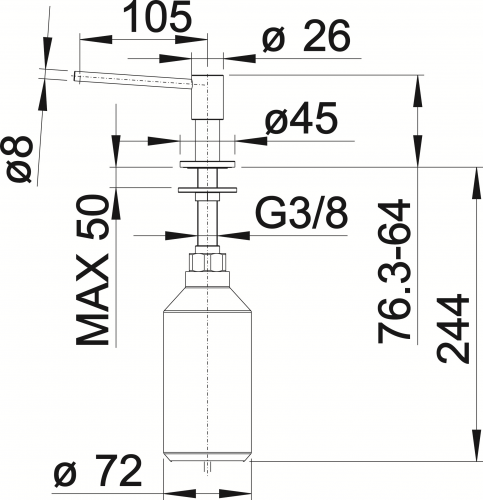 BLANCO Seifenspender Piona Edelstahl gebrstet Splmittelspender / Dispenser bequeme Druckbettigung von oben