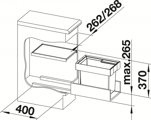 BLANCO Abfallbehlter Flexon II 30/1 Abfallsystem mit Systemdeckel zum Einbau in Schubksten ab 30cm Unterschrank