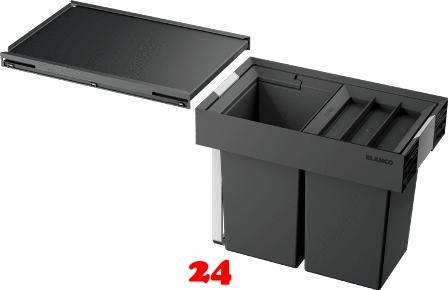 BLANCO Abfalltrennsystem Flexon II 30/2 Abfallsystem mit Systemdeckel zum Einbau in Schubksten ab 30cm Unterschrank