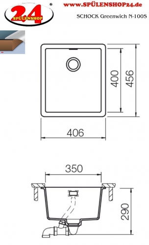 SCHOCK Kchensple Greenwich N-100S Cristadur Nano-Granitsple / Einbausple mit Drehexcenter