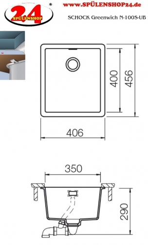 SCHOCK Kchensple Greenwich N-100S-U Cristadur Nano-Granitsple / Unterbausple mit Drehexcenter