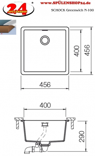 SCHOCK Kchensple Greenwich N-100 Cristadur Nano-Granitsple / Einbausple mit Drehexcenter