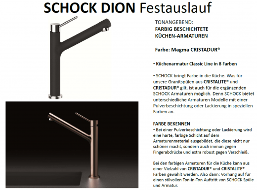 SCHOCK Kchenarmatur Dion Cristadur Classic Line Einhebelmischer Festauslauf 120 schwenkbarer Auslauf