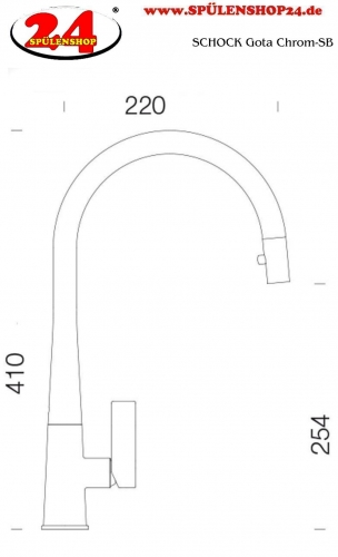 SCHOCK Kchenarmatur Gota Chrom Einhebelmischer mit Zugauslauf 360 schwenkbarer Auslauf mit Schlauchbrause