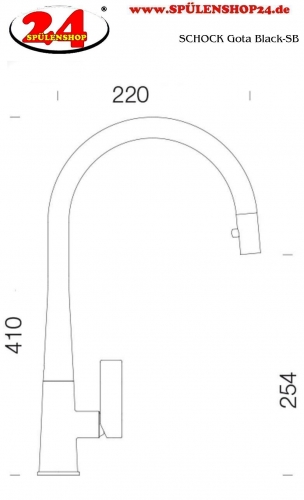 SCHOCK Kchenarmatur Gota Schwarz Einhebelmischer mit Zugauslauf 360 schwenkbarer Auslauf mit Schlauchbrause