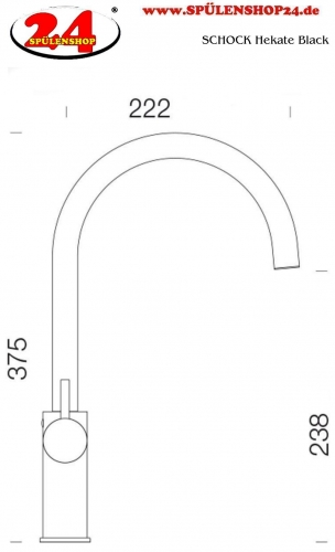 SCHOCK Kchenarmatur Hekate Schwarz Einhebelmischer mit Festauslauf 360 schwenkbarer Auslauf