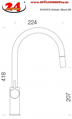 SCHOCK Kchenarmatur Hekate Schwarz Einhebelmischer mit Zugauslauf 180 schwenkbarer Auslauf mit Schlauchbrause