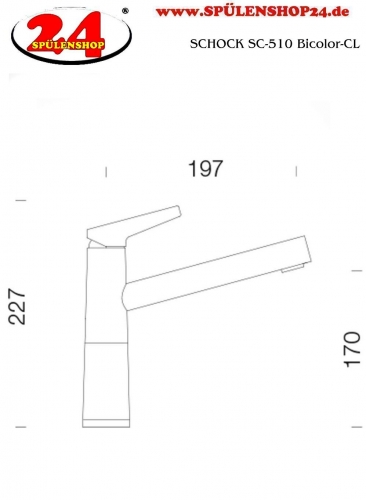 SCHOCK Kchenarmatur SC-510 Cristalite Basic Line Einhebelmischer Festauslauf 360 schwenkbarer Auslauf mit Materialhlse