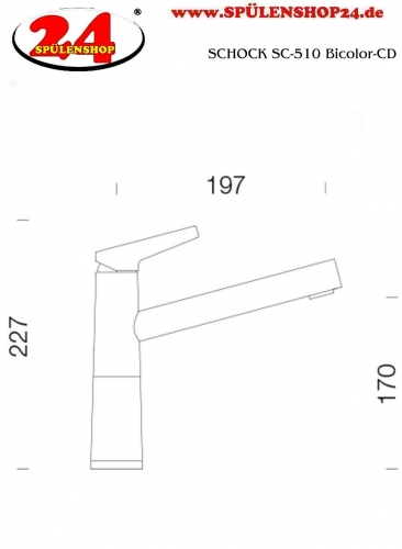 SCHOCK Kchenarmatur SC-510 Cristadur Classic Line Einhebelmischer Festauslauf 360 schwenkbarer Auslauf mit Materialhlse