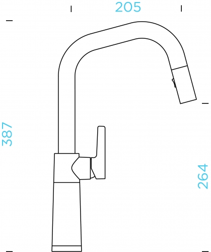 SCHOCK Kchenarmatur SC-530 Cristalite Basic Line Einhebelmischer Zugauslauf 120 schwenkbarer Auslauf mit Materialhlse und Schlauchbrause