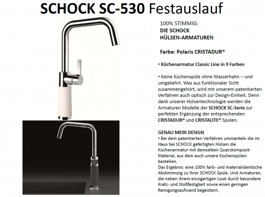 SCHOCK Kchenarmatur SC-530 Cristadur Classic Line Einhebelmischer Festauslauf 360 schwenkbarer Auslauf mit Materialhlse