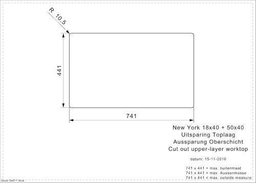 REGINOX Kchensple New York 18x40/50x40 (L) Comfort Becken rechts Einbausple 3 in 1 mit Flachrand Siebkorb als Stopfenventil