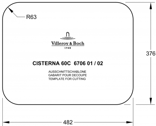 Villeroy & Boch CISTERNA 60C UB-Classicline Unterbausple / Keramiksple in Standard Farben