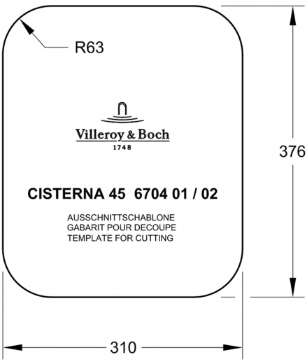 Villeroy & Boch CISTERNA 45 UB-Premiumline Unterbausple / Keramiksple in Sonder Farben