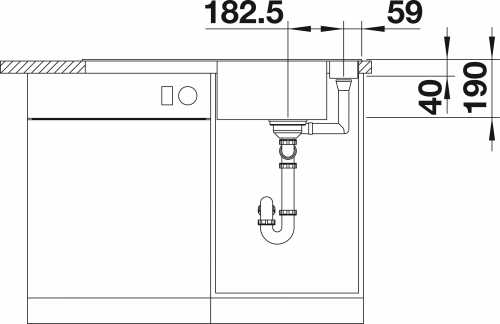 BLANCO Axia III 5 S HSB (Holzschneidbrett) Silgranit PuraDurII Granitsple / Einbausple Ablaufsystem InFino mit Drehknopfventil