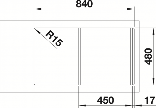 BLANCO Kchensple Dinas 45-S Edelstahlsple / Einbausple mit Siebkorb als Drehknopfventil