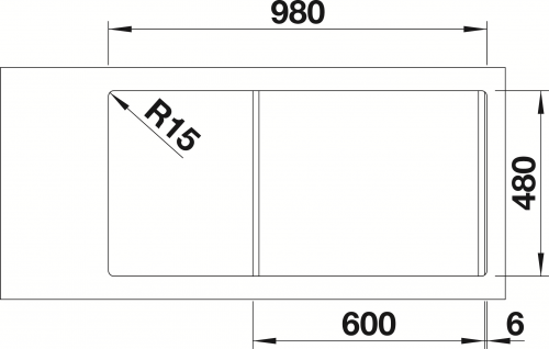 BLANCO Kchensple Dinas 6-S Einbausple / Edelstahlsple Siebkorb als Drehknopfventil