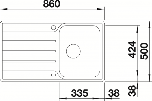 BLANCO Kchensple Lemis 45 S-IF Edelstahlsple / Einbausple Flachrand mit Siebkorb als Drehknopfventil