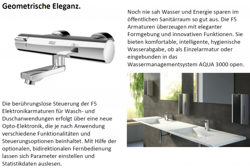 KWC PROFESSIONAL F5E-Therm Elektronik Thermostat Wandbatterie F5ET1002 DN 15 zur Aufputzmontage Opto-elektronisch gesteuert