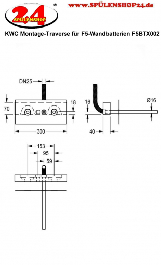 KWC PROFESSIONAL Montage-Traverse fr F5-Wandbatterien F5BTX002
