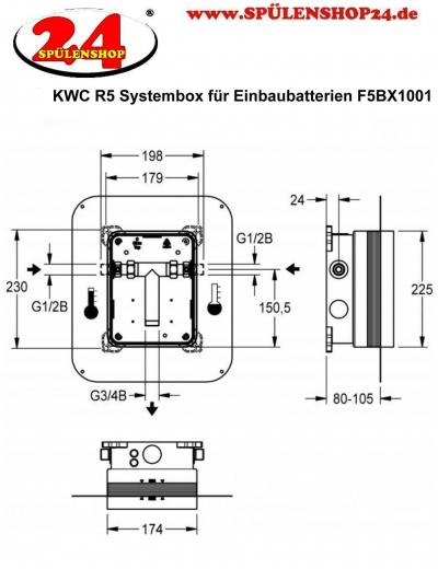 KWC PROFESSIONAL R5 Systembox fr Einbaubatterien F5BX1001 Rohbauset zur Wandeinbaumontage