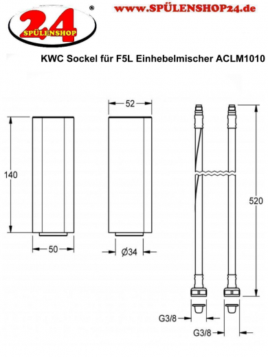 KWC PROFESSIONAL F5L Sockelerhhung um 140 mm fr F5L Einhebelmischer-Standbatterie ACLM1010