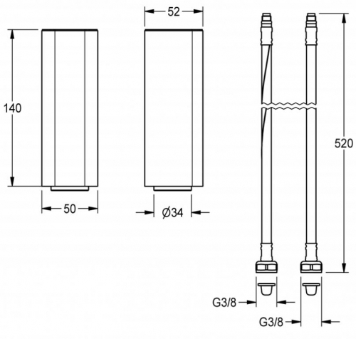 KWC PROFESSIONAL F5L Sockelerhhung um 140 mm fr F5L Einhebelmischer-Standbatterie ACLM1010