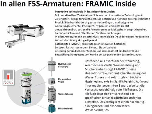 KWC PROFESSIONAL F5S-Mix Selbstschluss-Wandbatterie F5SM1004 DN 15 als Eingriffmischer zur Aufputzmontage FRAMIC INSIDE