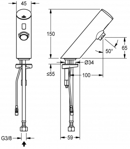 KWC PROFESSIONAL F3E Elektronik Standventil F3EV1005 DN 15 fr Waschanlagen, opto-elektronisch gesteuert