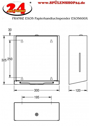 KWC PROFESSIONAL EXOS Papierhandtuchspender EXOS600X fr die Aufputzmontage manueller Betrieb