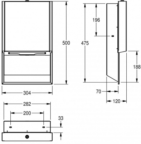 KWC PROFESSIONAL EXOS Papierhandtuchspender EXOS600EX fr die Unterputzmontage manueller Betrieb