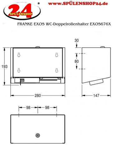 KWC PROFESSIONAL EXOS WC-Doppelrollenhalter EXOS676X mit Spindelsystem fr die Aufputzmontage