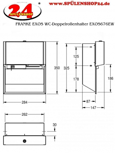 KWC PROFESSIONAL EXOS WC-Doppelrollenhalter EXOS676EW mit Spindelsystem fr die Unterputzmontage