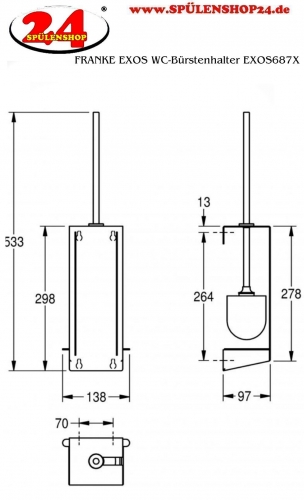 KWC PROFESSIONAL EXOS WC-Brstenhalter EXOS687X fr die Aufputzmontage inklusive Brste