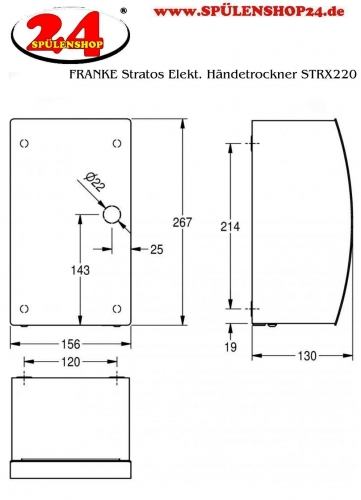 KWC PROFESSIONAL Stratos Elektronischer Hndetrockner STRX220 Aufputzmontage opto-elektronisch gesteuerte Sensorik