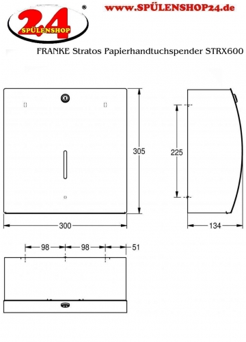 KWC PROFESSIONAL Stratos Papierhandtuchspender STRX600 fr die Aufputzmontage manueller Betrieb