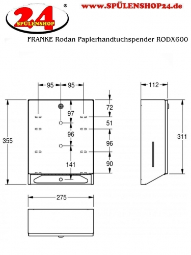 KWC PROFESSIONAL Rodan Papierhandtuchspender RODX600 fr die Aufputzmontage manueller Betrieb