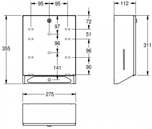 KWC PROFESSIONAL Rodan Papierhandtuchspender RODX600 fr die Aufputzmontage manueller Betrieb