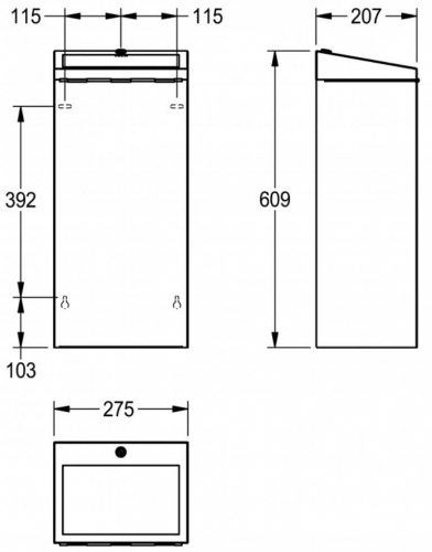 KWC PROFESSIONAL Rodan Abfallbehlter RODX605SL fr die Aufputzmontage Fassungsvermgen ca. 30 Liter