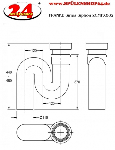 KWC PROFESSIONAL Sirius Siphon ZCMPX002 passend Sirius Fkalausguss SIRX370