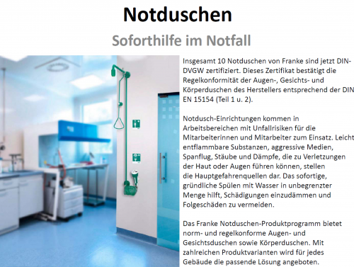 KWC PROFESSIONAL Erste Hilfe Notdusche / Krperdusche FAID0006 mit Wasserfhrung aus der Decke oder von Rechts