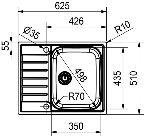 FRANKE Kchensple Argos AGX 211-62 Edelstahlsple Slimtop / Flchenbndig mit Integralablauf und Druckknopfventil