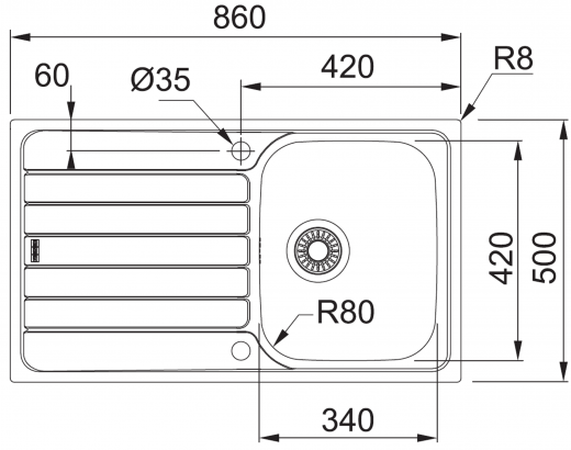 FRANKE Kchensple Spark SKX 211 Edelstahlsple Slimtop / Flchenbndig mit Siebkorb als Drehknopfventil