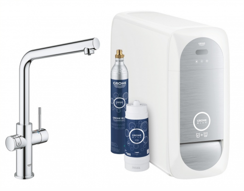 GROHE Blue Home L-Auslauf Starter Kit Spltisch-Einhebelmischer mit Filterfunktion und Khlung (31454001)