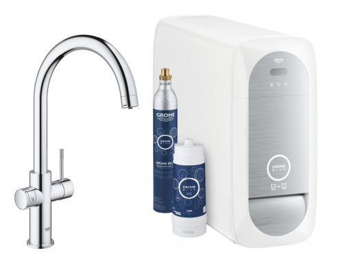 GROHE Blue Home C-Auslauf Starter Kit Spltisch-Einhebelmischer mit Filterfunktion und Khlung (31455001)