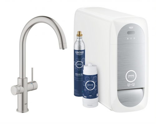 GROHE Blue Home C-Auslauf Starter Kit Spltisch-Einhebelmischer mit Filterfunktion und Khlung (31455DC1)