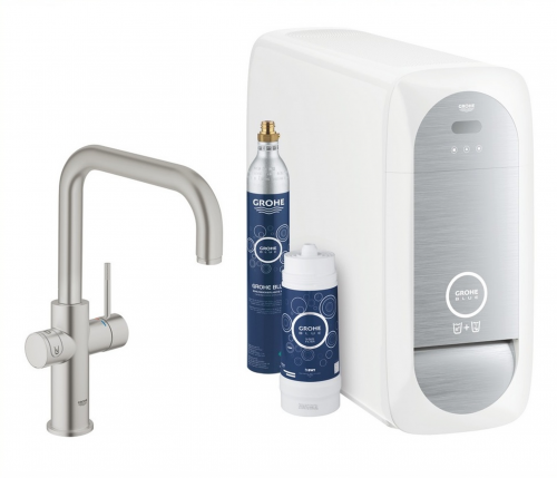 GROHE Blue Home U-Auslauf Starter Kit Spltisch-Einhebelmischer mit Filterfunktion und Khlung (31456DC1)