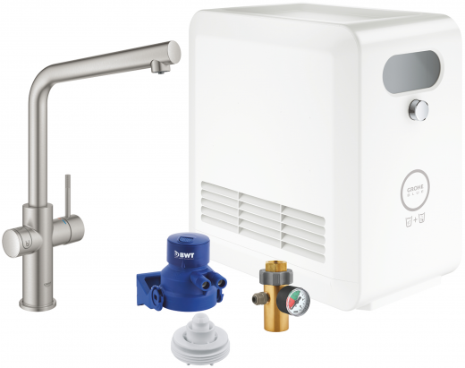 GROHE Blue Professional L-Auslauf SET Spltisch-Einhebelmischer mit Filterfunktion und Khlung (31347DC3)